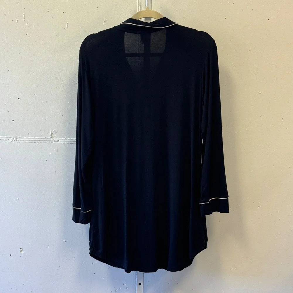Eberjey Gisele Long Sleeve Sleep Shirt Navy Blue Modal Spandex XS Buttery Soft